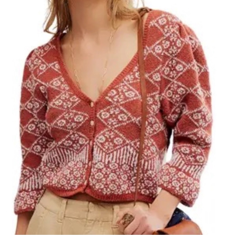 Free People Crop Boucle Cardigan